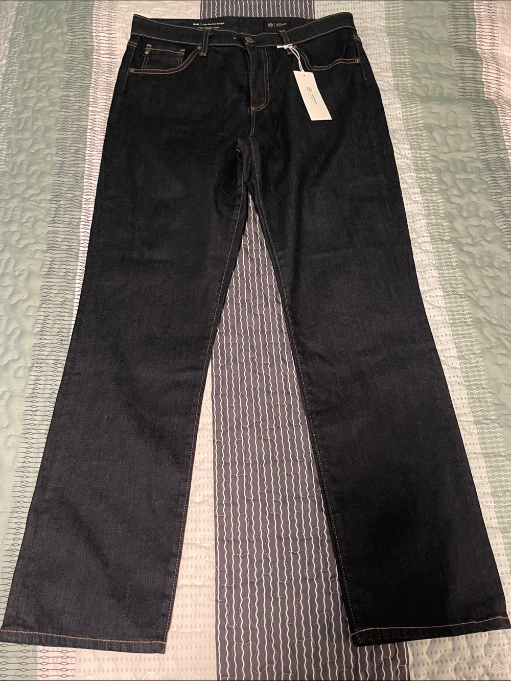 NWT AG Mari High Rise Slim Straight Jeans Size 31 Dark Wash Japanese Denim